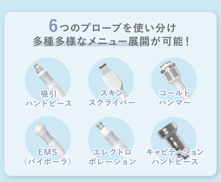 6つのプローブを使い分け。多種多様なメニュー展開が可能！